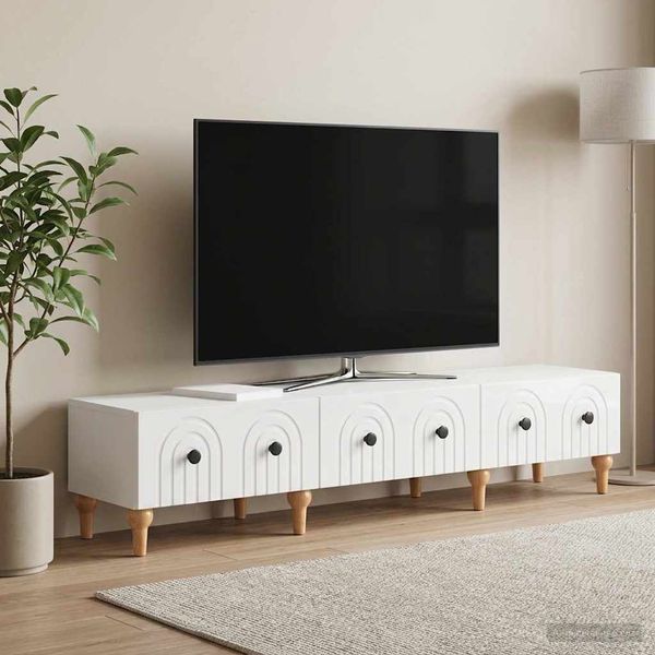 vidaXL TV skrinka Biela s vysokým leskom 147 x 34,5 x 30 cm