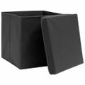 vidaXL Úložné boxy s vekom 10 ks, 28x28x28 cm, čierne