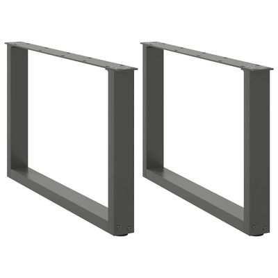vidaXL Nohy konferenčného stolíka v tvare U, 2 ks, antracitové, 60 x (42-43) cm, oceľ