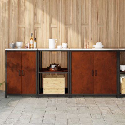 vidaXL Kuchynský úložný set HATTEM 3 pcs Hrdzavý Oceľ