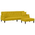 vidaXL 2-miestna rozkladacia pohovka vankúše podnožka žltá zamat