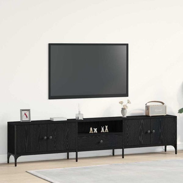 vidaXL TV skrinka Čierny dub 200 x 25 x 44 cm Kompozitné drevo