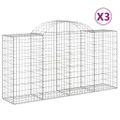 vidaXL Oblúkové gabiónové koše 3ks 200x50x100/120cm pozinkované železo