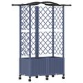vidaXL Vyvýšený záhon s mriežkou a strechou Sivá 122 x 40 x 144 cm PP