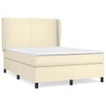 vidaXL Boxspring posteľ s matracom krémová 140x190 cm umelá koža