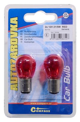 Žiarovka 12V P21/5W 21/5W BaY15d RED blister 2ks