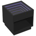 vidaXL Nočný stolík s nekonečnými LED čierny 50x50x50 cm