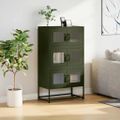 vidaXL Highboard Olive Green 68x39x123 cm Oceľ
