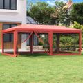 vidaXL Párty stan so 6 sieťkovanými bočnými stenami červený 6x4 m HDPE