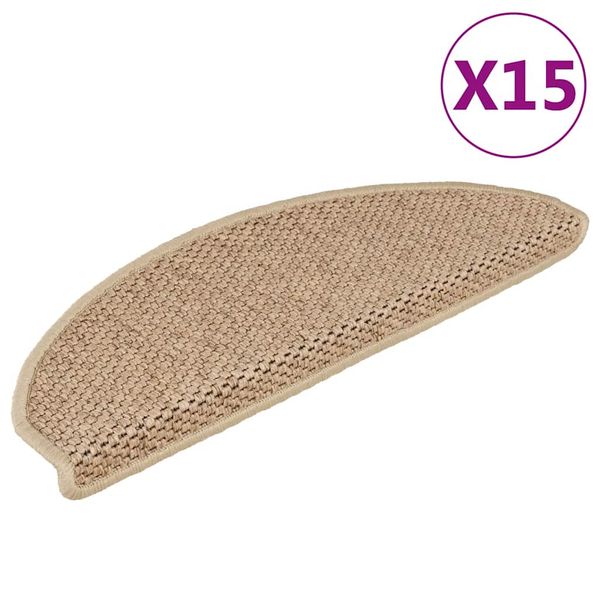 vidaXL Samolepiace nášľapy na schody vzhľad sisalu 15 ks 65x21x4 cm