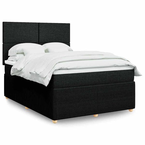 vidaXL Posteľný rám boxspring s matracom čierny 160x200 cm látka