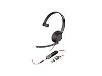Blackwire 5200 series - slúchadlá s mikrofónom - náhlavné - káblové - 3.5 mm jack, USB-C - čierna - certifikované pre Microsoft Teams, Certified for Skype for Business, Cisco Jabber Certified, certifikované Avaya, Works With Chromebook Certified, certifikované pre Zoom, certifikované UC