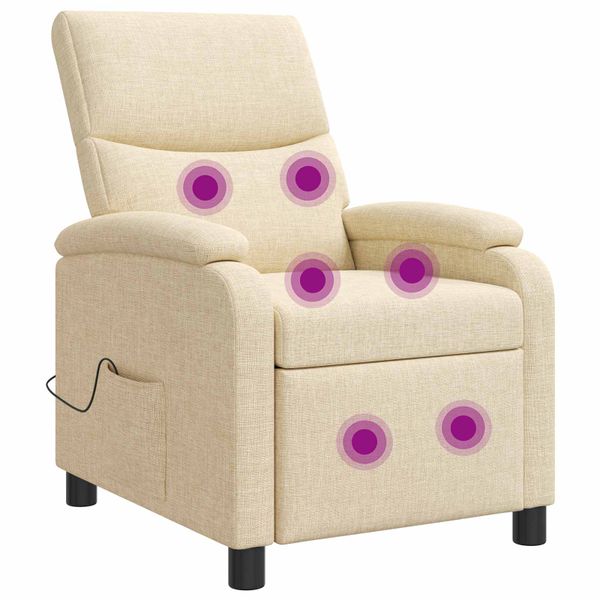 vidaXL Masážne relaxačné kreslo Krémová Látka