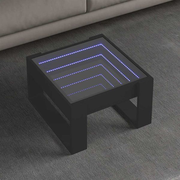 vidaXL Konferenčný stolík s nekonečnými LED čierny 50x53x30 cm