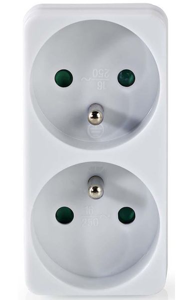 NEDIS síťový rozbočovač/ 2x zásuvka typu E (s kolíkem)/ 250 V AC 50/60 Hz/ 16 A/ 3500 W/ bílý Rozdelovac zásuvky, typ E/F na 2× typ C, 1100 W, 2,5 A, 250 V AC, bílý
