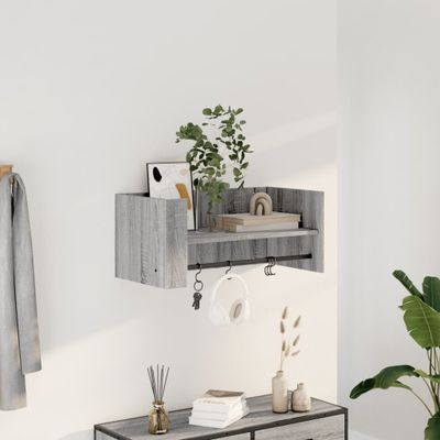 vidaXL Nástenná polica sivá sonoma 70,5x35x30,5 cm kompozitné drevo