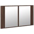 vidaXL LED kúpeľňová zrkadlová skrinka hnedý dub 80x12x45 cm akryl