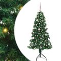 vidaXL Rohový umelý vianočný strom s 150 LED-i Zelená 150 cm PVC a kov