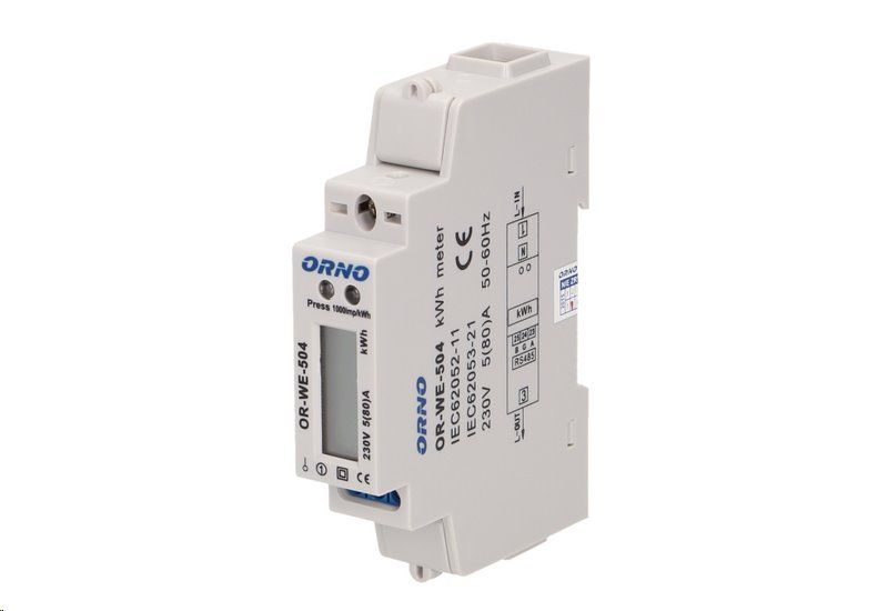 Elektroměr 1F na DIN lištu digitální ORNO OR-WE-504 RS-485, 80A