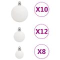 vidaXL 111-dielna sada vianočných ozdôb biela polystyrén