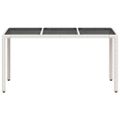 vidaXL Záhradný stôl so sklenenou doskou biely 150x90x75 cm polyratan