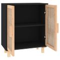 vidaXL Komoda čierna 60x30x70 cm masívna borovica a prírodný ratan