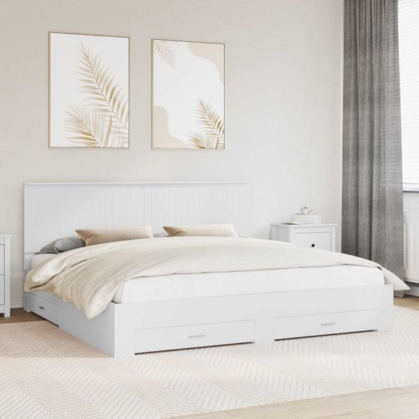 vidaXL Rám postele s čelnou doskou Biela 200 x 200 cm Kompozitné drevo