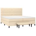 vidaXL Boxspring posteľ s matracom krémová 200x200 cm látka