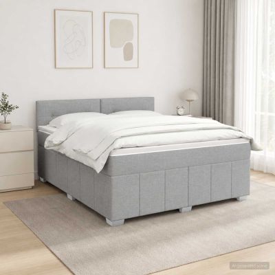 vidaXL LED boxspring posteľ s matracom Svetlosivá 140 x 200 cm Látka