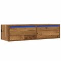 vidaXL TV skrinka s LED svetlami staré drevo 100X35,5x25 cm