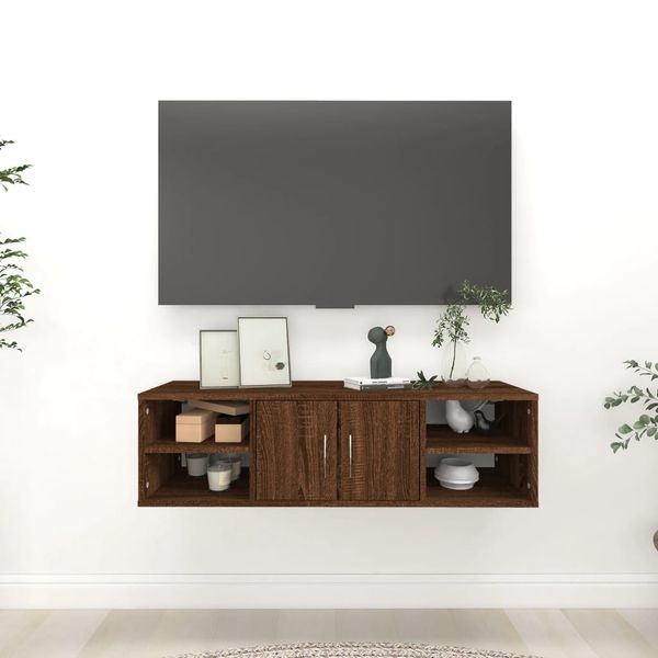 vidaXL Nástenná polica hnedý dub 102x30x29 cm spracované drevo