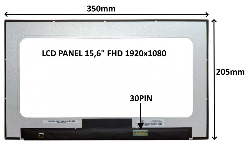 LCD PANEL 15,6'' FHD 1920x1080 30PIN MATNÝ IPS / BEZ ÚCHYTOV