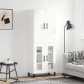 vidaXL Vysoká skrinka biela 69,5x34x180 cm spracované drevo