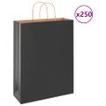 vidaXL Papierové tašky 250 ks s rúčkami, čierna, 32x12x42 cm