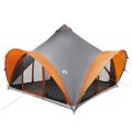 vidaXL Tipi stan Šedá a oranžová Pre 6 osôb Polyester a oceľ