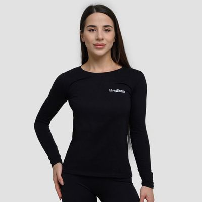 Dámske tričko s dlhým rukávom Basic Black - GymBeam, veľkosť XL