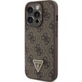 Obal Guess pre iPhone 15 Pro 6,1" GUHCP15LP4TDPW hnedý tvrdý kryt Koža 4G Triangle Strass
