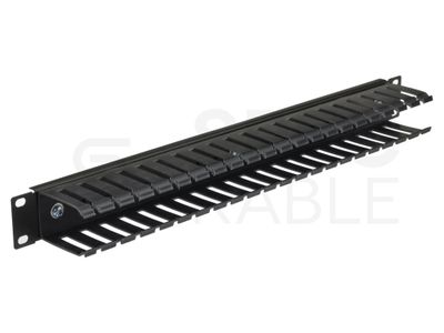 Vyväzovací panel do racku ALANTEC 1U 19" kovový/plastový, čierny Vyvazovací panel do racku ALANTEC 1U 19" kovový/plastový, čierny