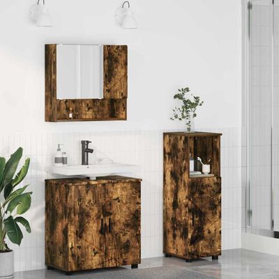 vidaXL Sada kúpeľňového nábytku 3 ks Dymová dub 61 x 35 x 64 cm