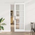 vidaXL Posuvné dvere Biela 78 x 211 cm Masívne borovicové drevo a sklo