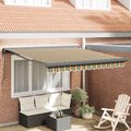 vidaXL Sklopná markíza Zelená a žltá 300 x 250 x 165 cm Textil a kov