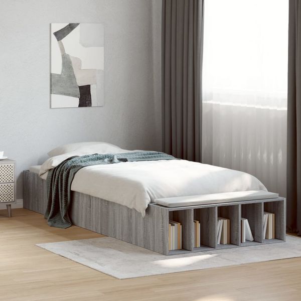 vidaXL Posteľný rám sivý dub sonoma 90x200 cm borovicový masív