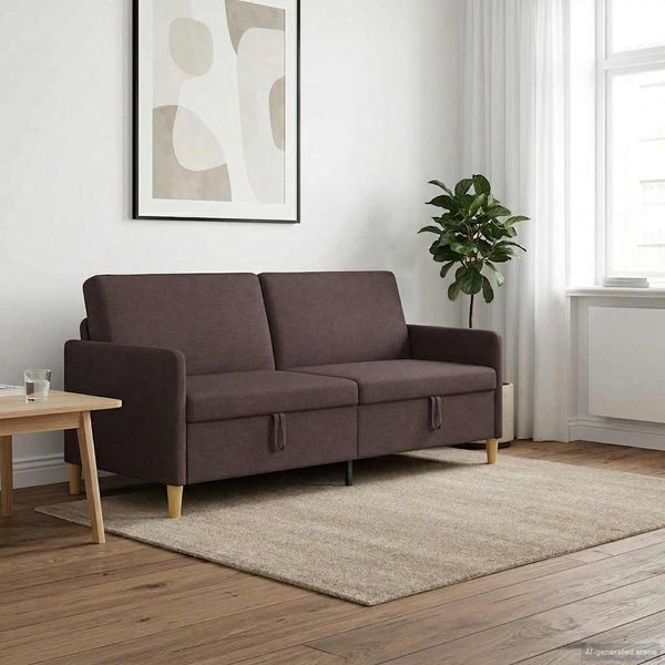 vidaXL Sofa s úložným priestorom Tmavohnedá 192 x 78 x 87 cm Polyester