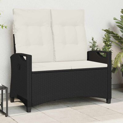 vidaXL Záhradná lavička s vankúšom Čierna a krémová 105 x 60 x 112 cm