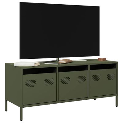 vidaXL TV skrinka olivovozelená 101,5x39x43,5 cm oceľ