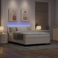 vidaXL LED box s pružinami Krémová a biela 140 x 190 cm