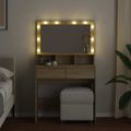 vidaXL Toaletný stolík s LED dub sonoma 80x41x134,5 cm