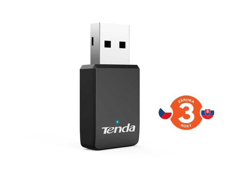 Tenda U9 WiFi AC650 USB adaptér, 633 Mb/s (433 + 200 Mb/s), 802.11 ac/a/b/g/n, OS Win XP/7/8/10/11