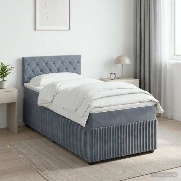 vidaXL Posteľ boxspring s matracom Tmavosivá 90 x 190 cm Zamat