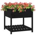 vidaXL Kvetináč s policou čierny 82,5x82,5x81 cm masívna borovica